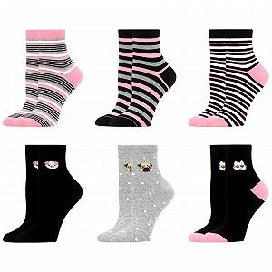 Носки WeciBor Quarter с рисунком, цветные, с животными и цветами, хлопок, 6 пар - Фото 1