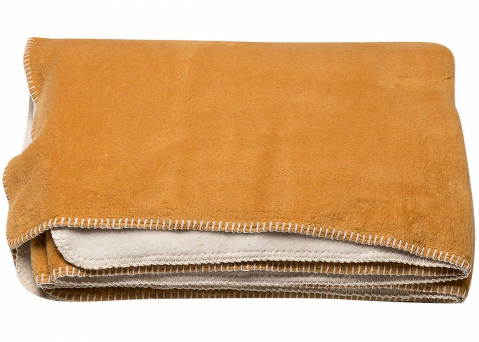 Плед David Fussenegger Savona Однотонний Двосторонній З коротким ворсом 150 x 200 см Золотий Жовтий, фото №1