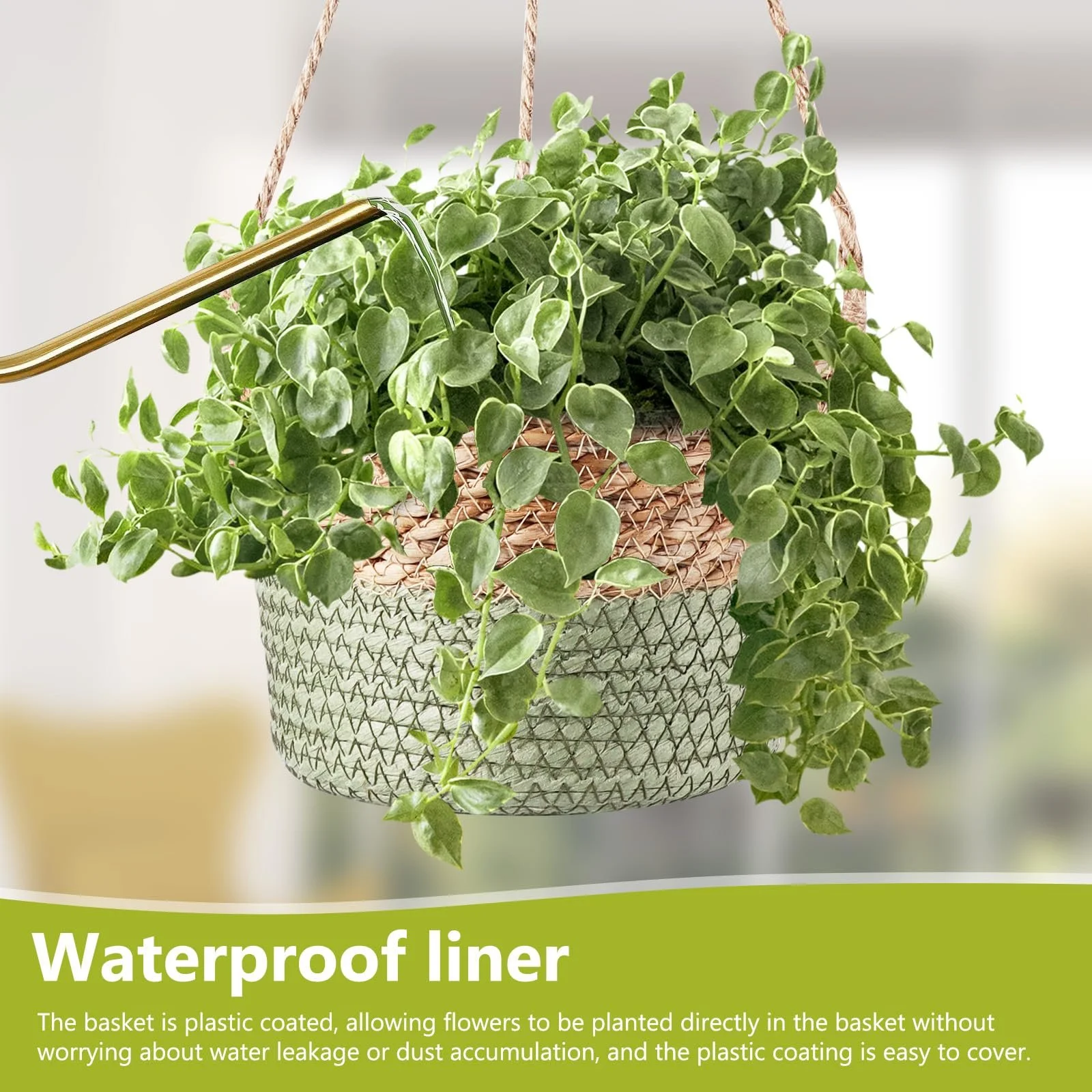 Підвісний кошик для рослин плетений із морської трави 20 см набір 2 шт. Натуральний бохо, фото №5 Підвісний кошик для рослин плетений із морської трави 20 см набір 2 шт. Натуральний бохо, фото №5