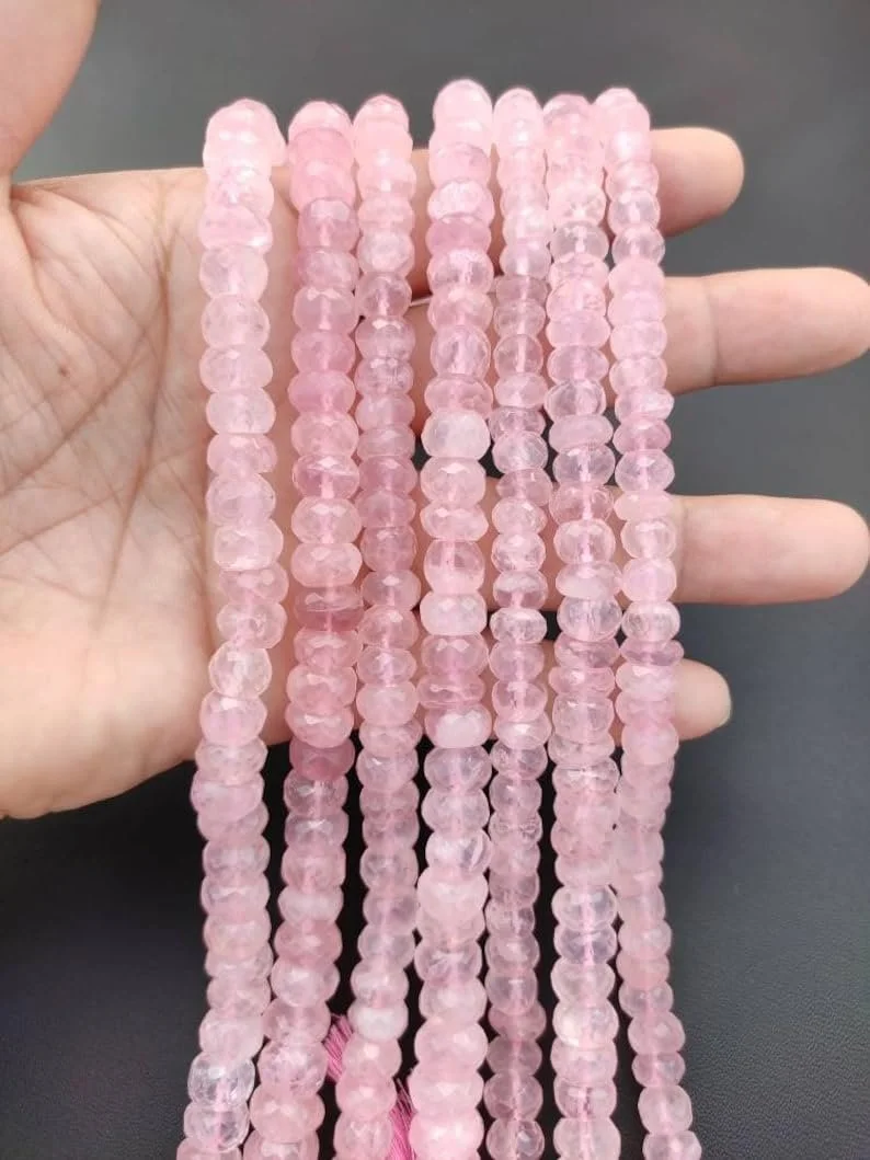 Бусины Розовый Кварц круглые граненые 7-8 мм, фото №3