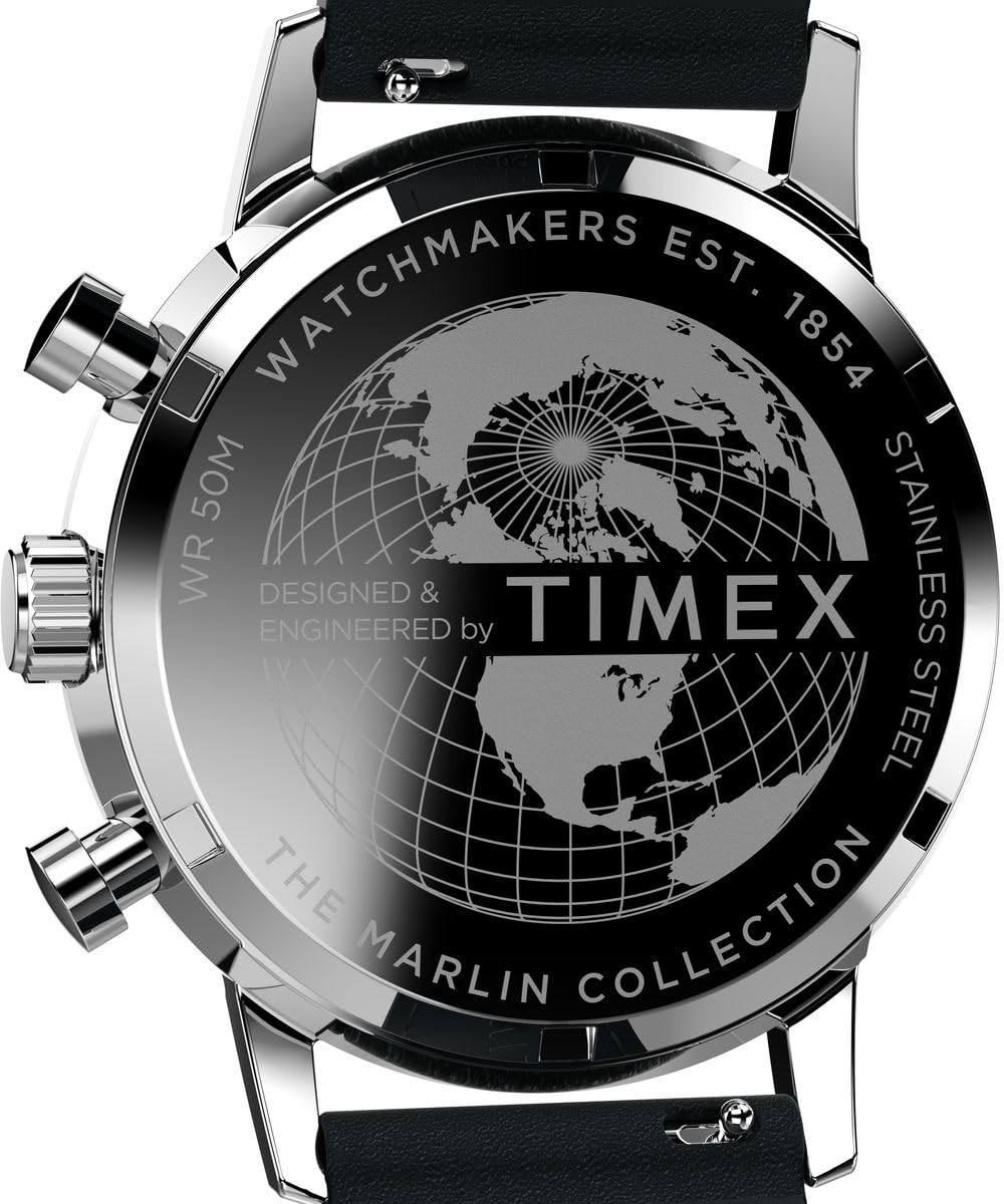 Мужские часы-хронограф Timex Marlin с кожаным ремешком, фото №4 Мужские часы-хронограф Timex Marlin с кожаным ремешком, фото №4