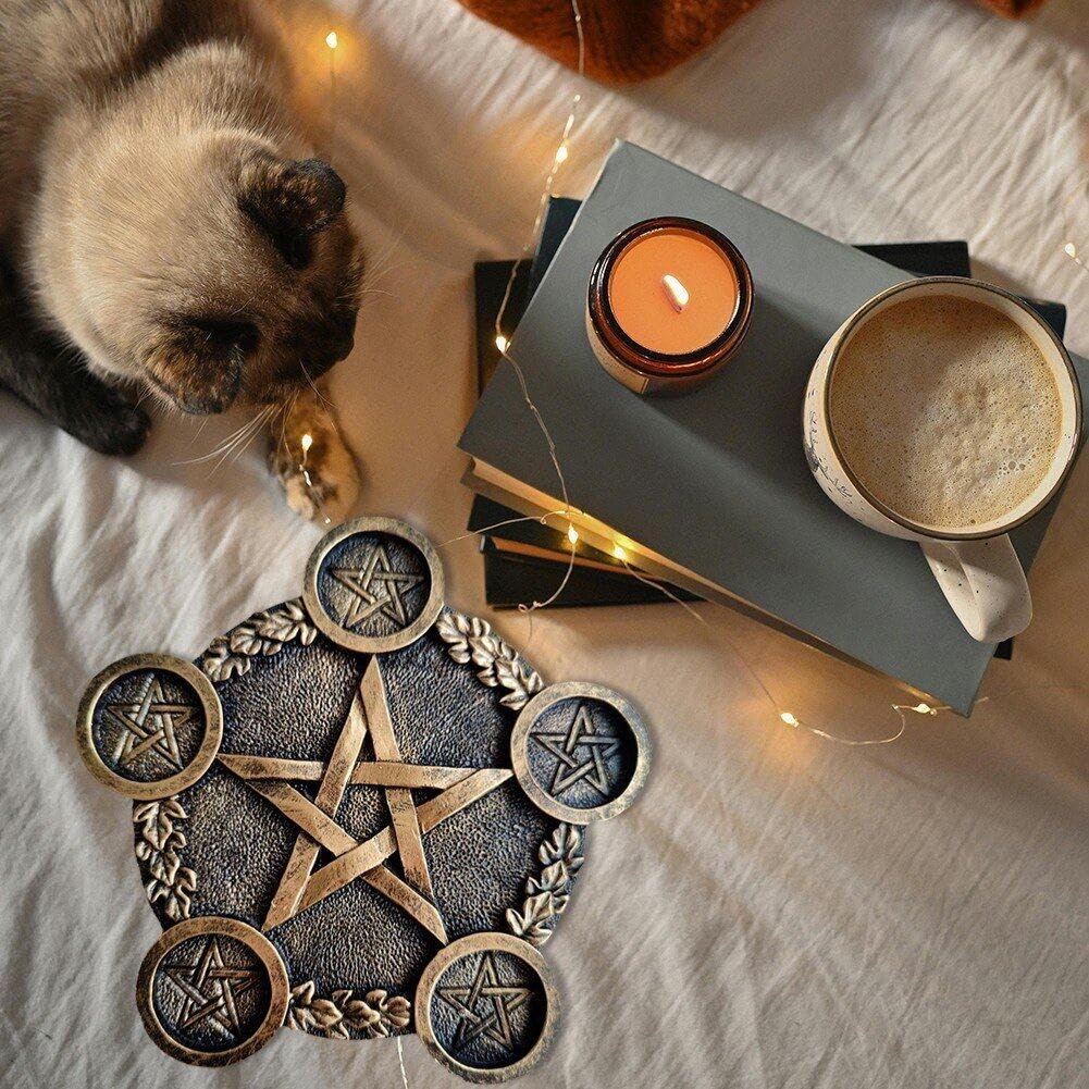 Подсвечник Astrologia Pentagram Altar Plate Resin Tea Light Holder, фото №4