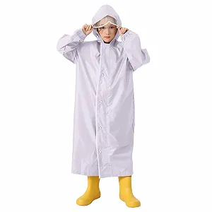 Детский дождевик со встроенным школьным ранцем, регулируемый, однотонный - Фото 1