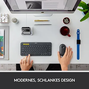 Миша бездротова Logitech Pebble M350, підключення Bluetooth та 2.4 GHz через USB нано-приймач, 3 кнопки, тиха, Graphite / Black synthetic.ua - Фото 1