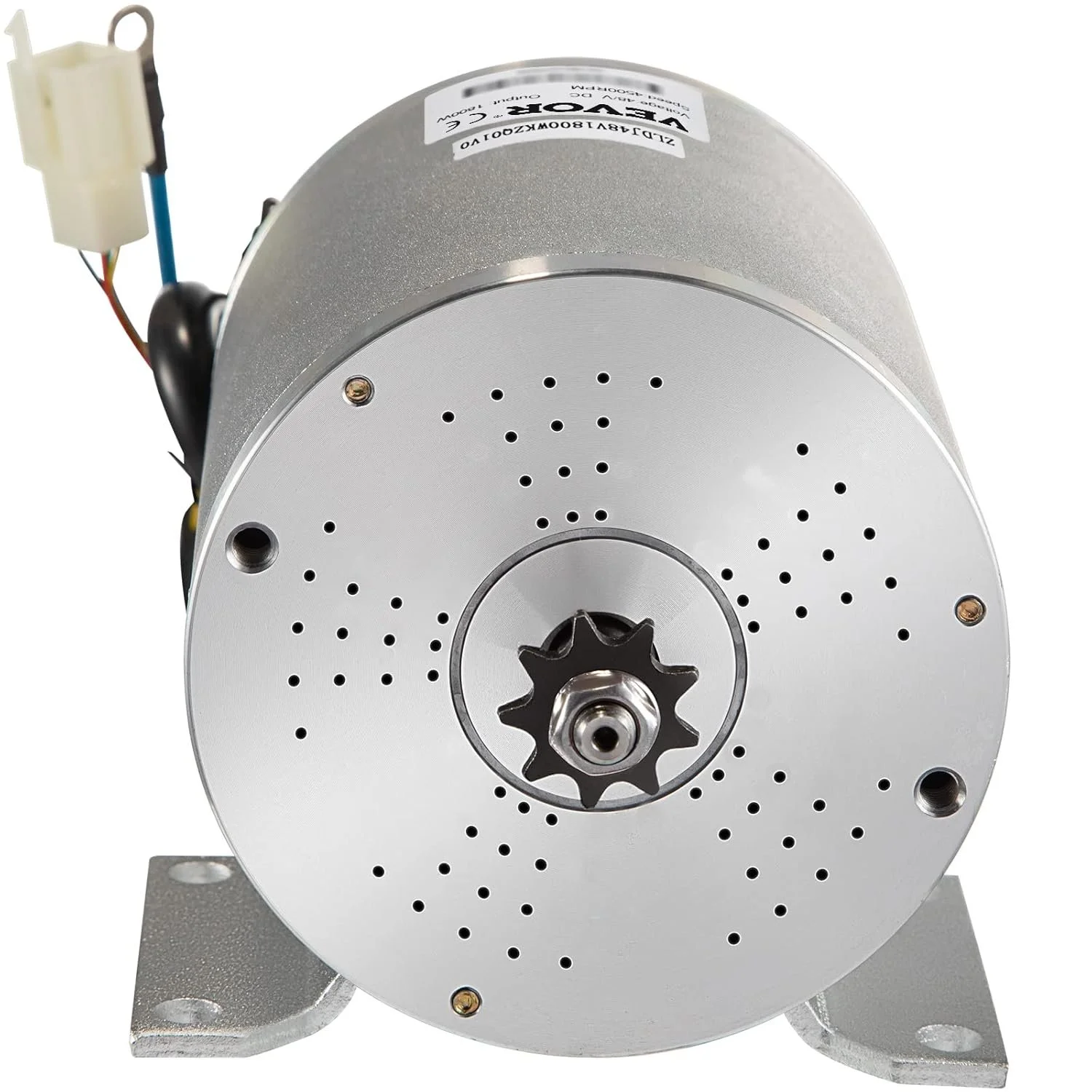 Безщітковий двигун VEVOR MY1020D / 1800 Вт / 48 В / T8F-9T Зірочка / Алюміній / Сріблястий, фото №2 Безщітковий двигун VEVOR MY1020D / 1800 Вт / 48 В / T8F-9T Зірочка / Алюміній / Сріблястий, фото №2