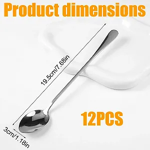 Ложка Довга з нержавіючої сталі 19.5 см, набір 12 штук synthetic.ua - Фото 1