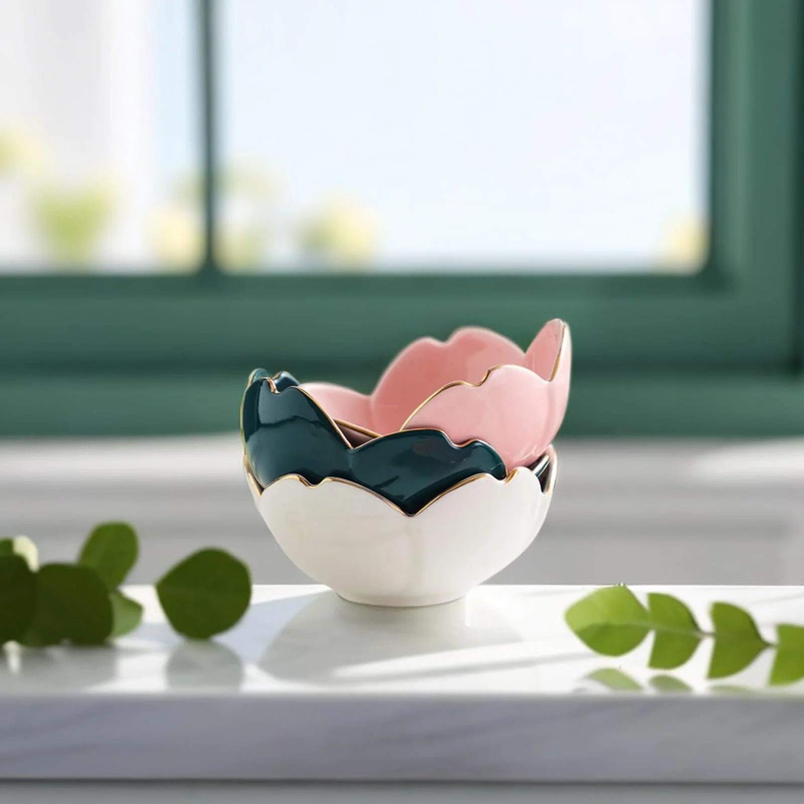 Миска Winlauyet Керамическая Набор Мини-мисок в форме сакуры 4 шт. Различные цвета, фото №4