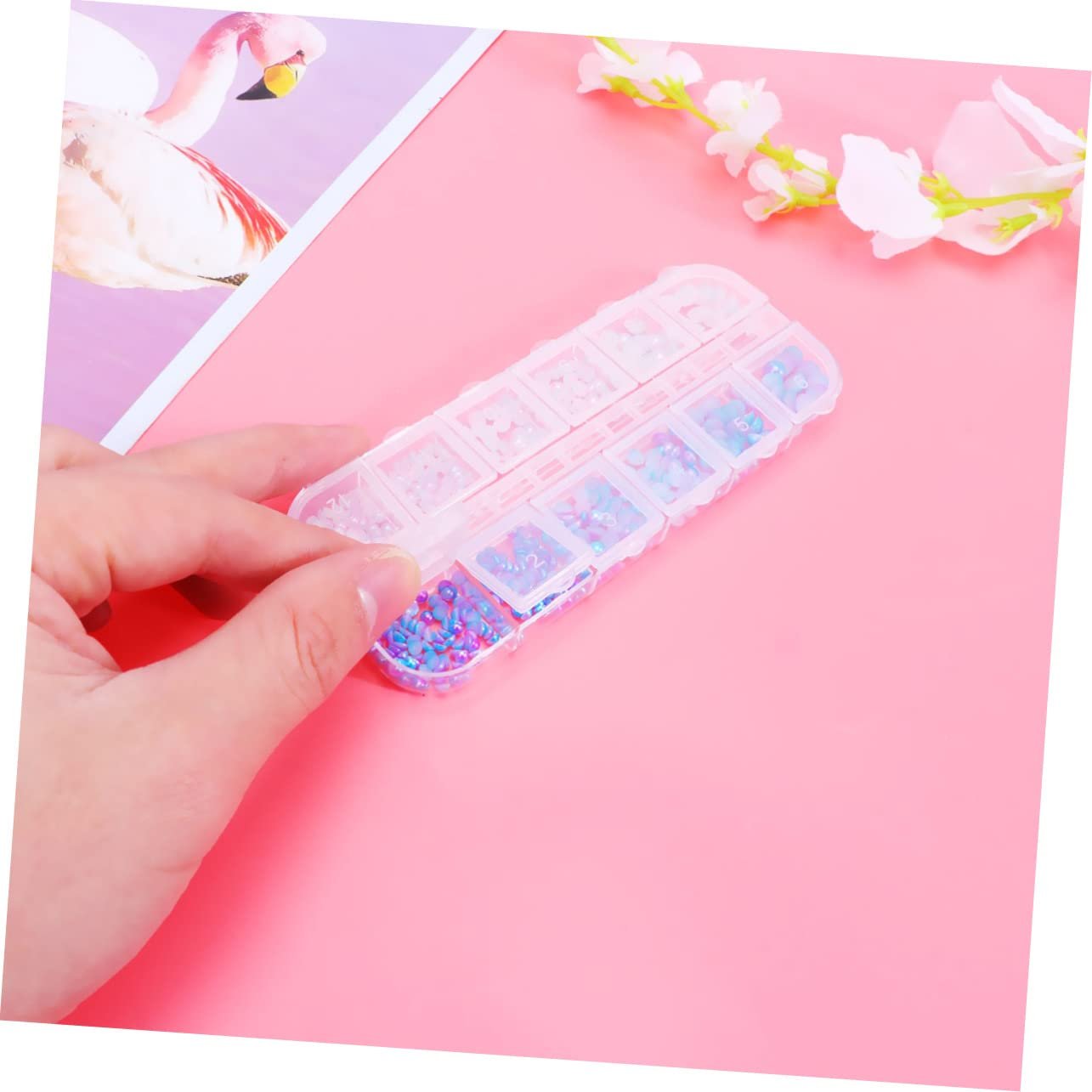 Набор для ногтей FRCOLOR Камни для ногтей и драгоценные камни Акриловый набор для ногтей Аксессуары для ногтей Стразы Материалы для ногтей Профессиональный инструмент для ногтей Плоский набор Инструменты для маникюра, фото №3