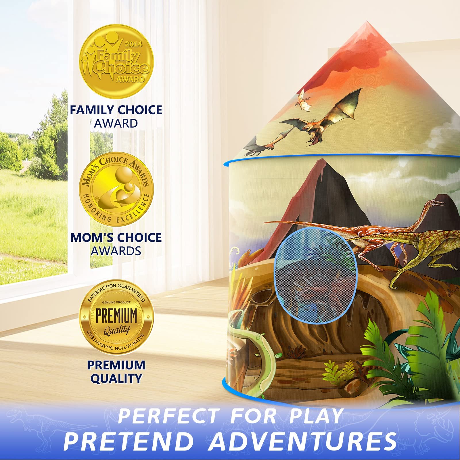Палатка Игровая Детская Dinosaur Discovery Динозавр 135,1 см x 103,1 см, фото №4