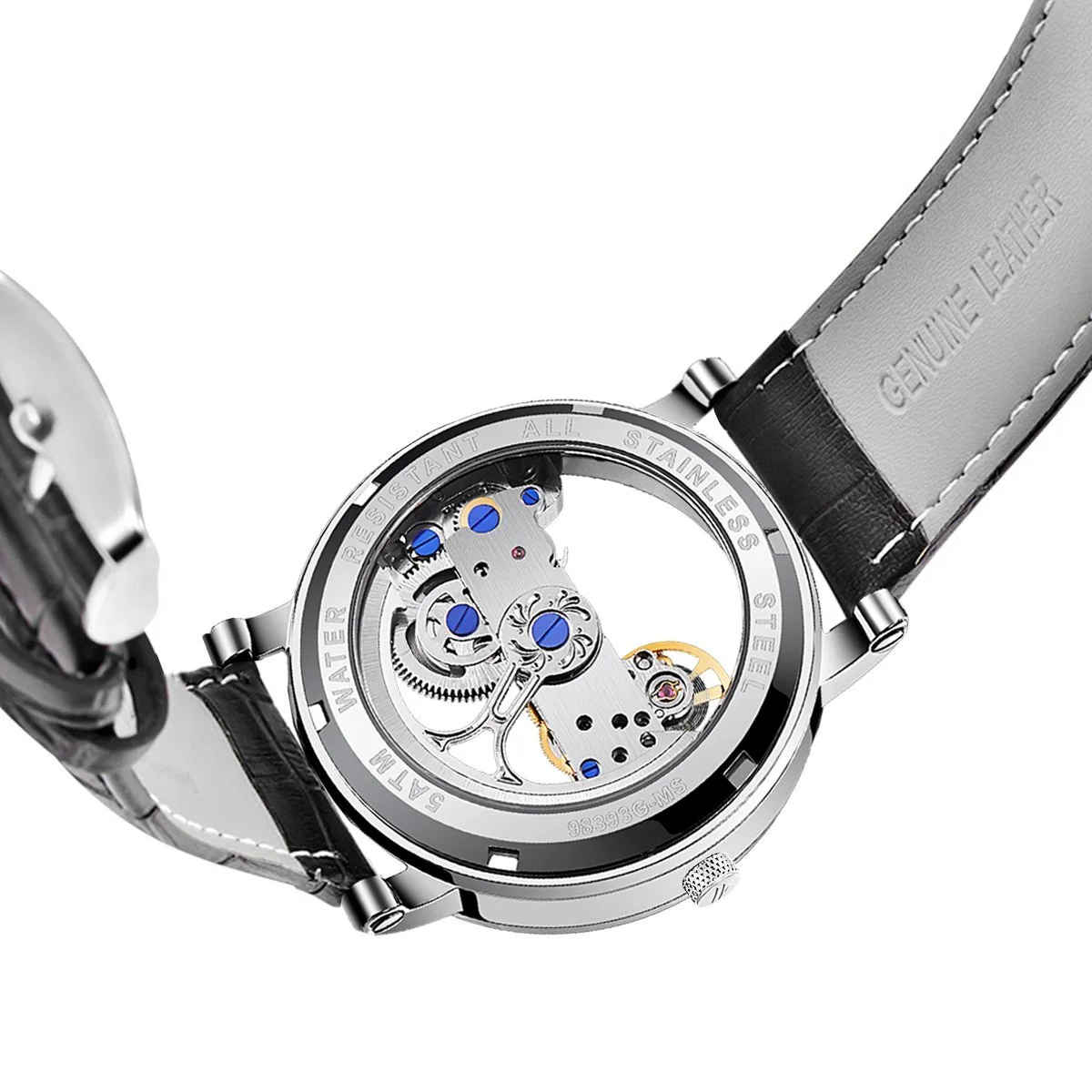 Автоматические часы Alienwork Skeleton, мостовой механизм, стеклянное основание, фото №5