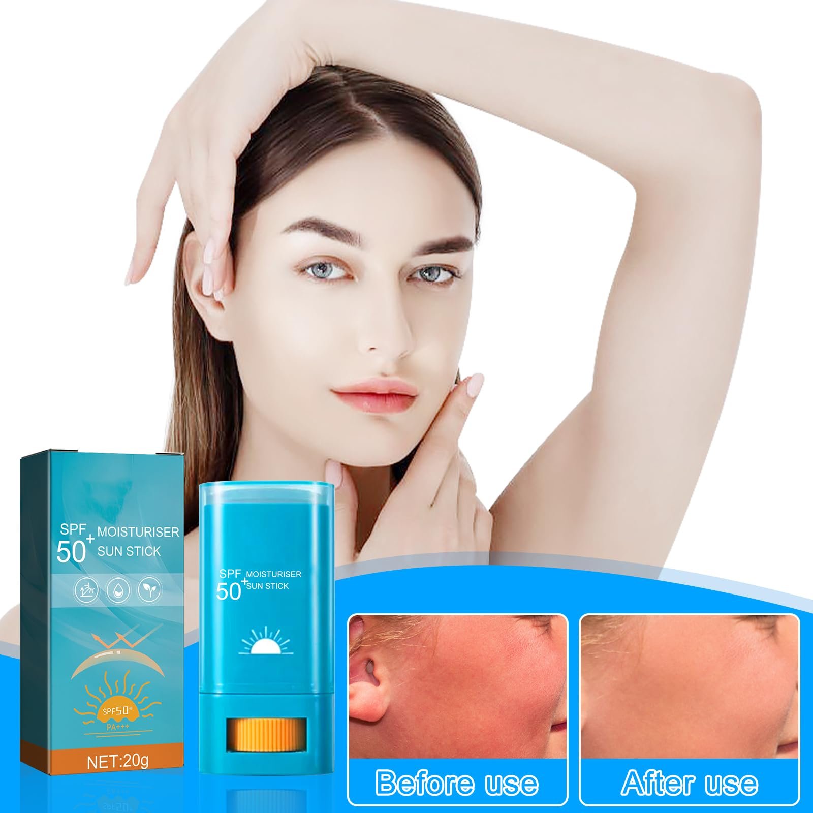 Сонцезахисний стік GAROMIA SPF50, зволожуючий та зміцнюючий шкіру, простий у використанні сонцезахисний засіб для всіх типів шкіри, фото №4