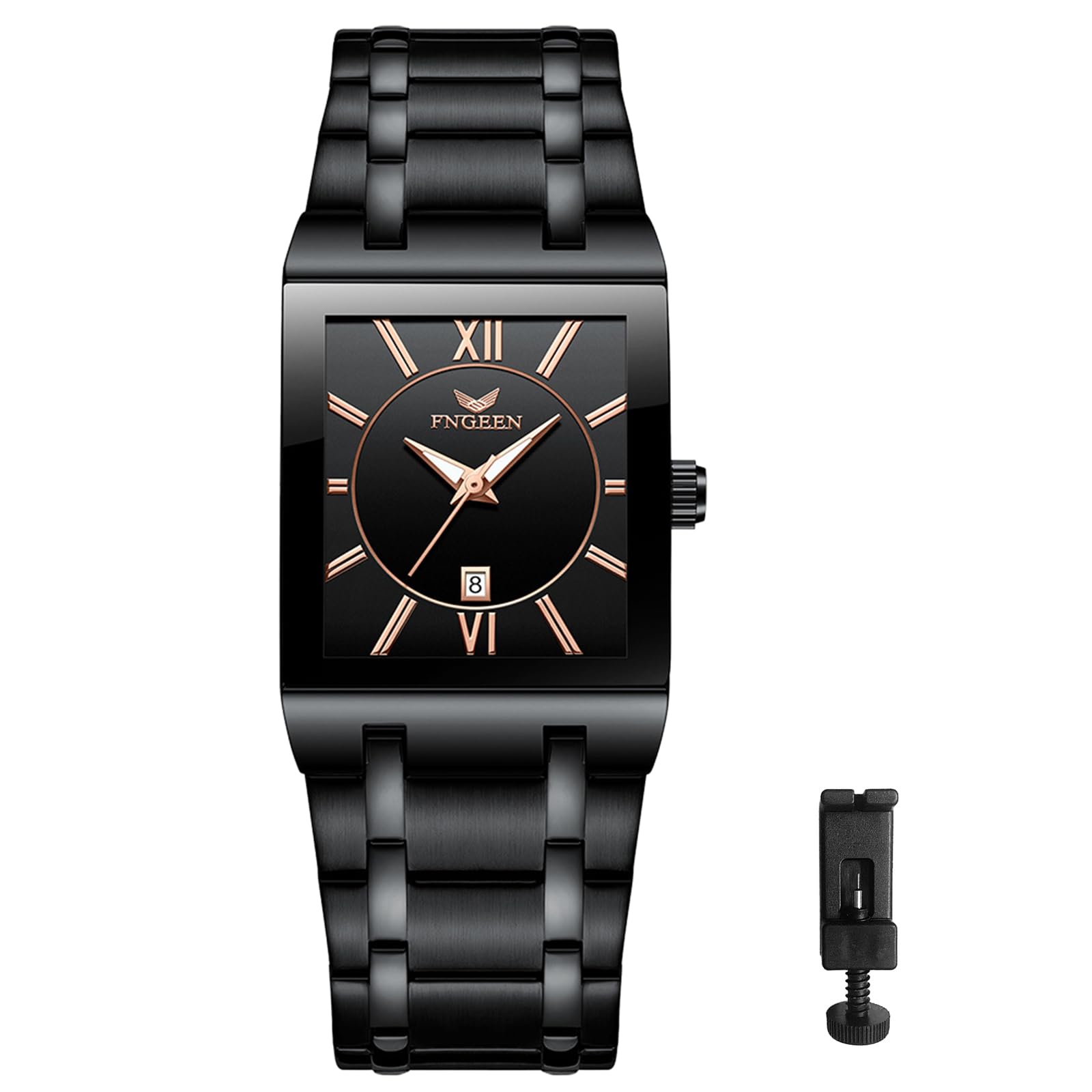 Годинник Silverora Чоловічі Нержавіюча сталь Дата Аналоговий Кварц Календар 3ATM Вологозахищений Чорний браслет, фото №6