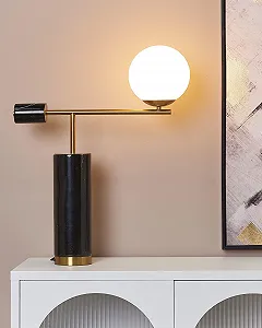 Настільна лампа Hondo Modern Glass Marble Base 65 см Black / Gold synthetic.ua - Фото 1