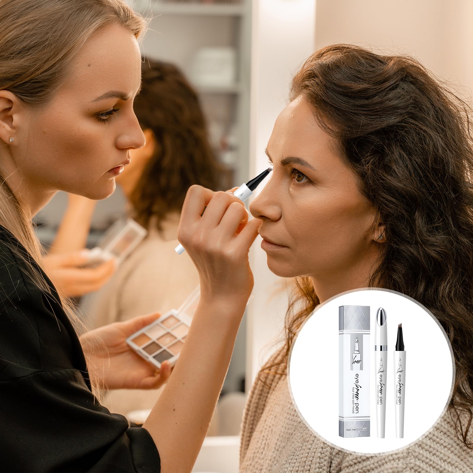 Олівець для брів 3D Microblading Contour Pen Водостійкий з 4-ма наконечниками Темна кава, C, фото №5