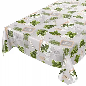 Скатертина Anro Herbs Green Beige Organic Basil клейончаста PVC 160 x 140 см - Фото 1