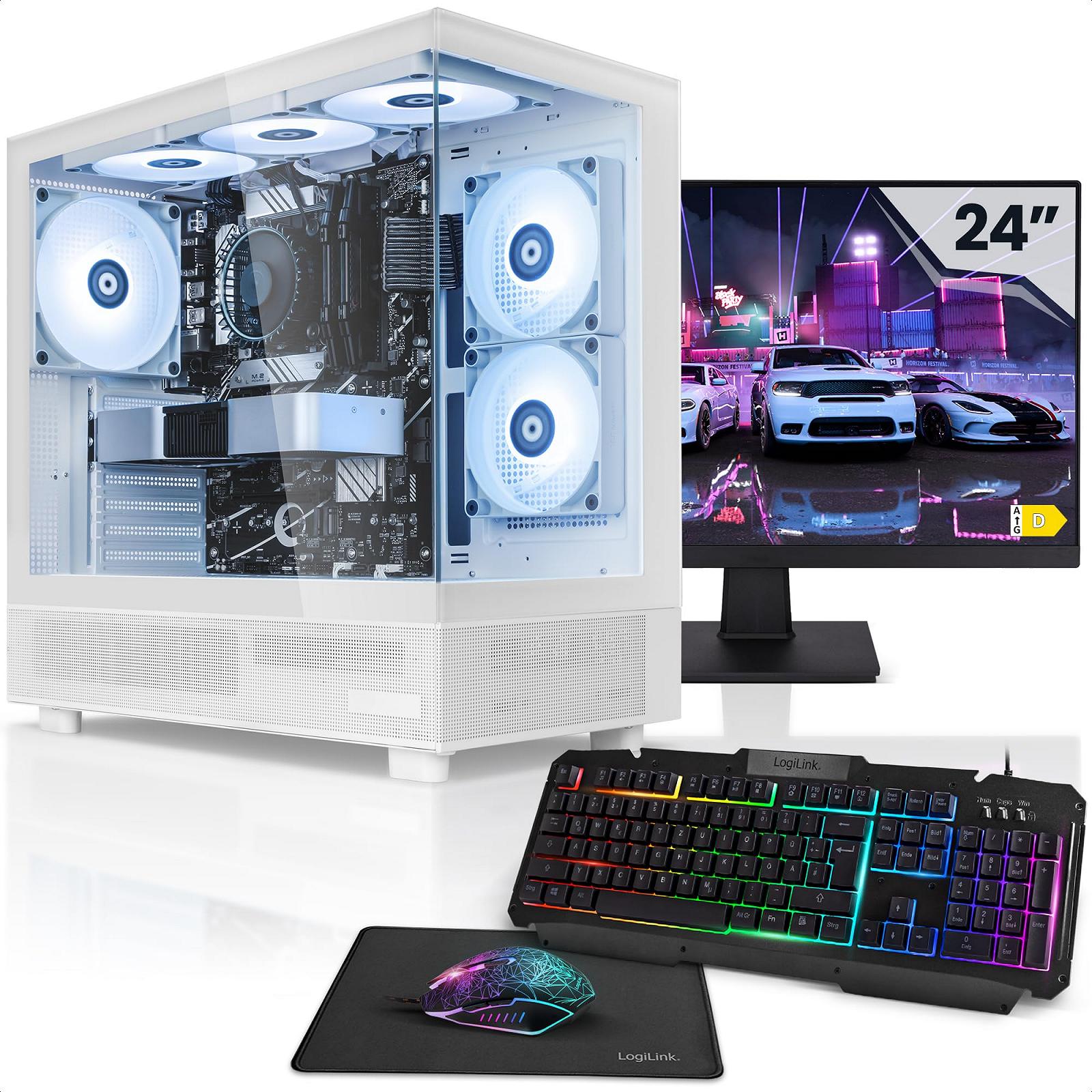 Комплект настільний ПК Megaport Gaming Intel Core i7-14700F GeForce RTX4060 8GB 24 дюйми Windows 11 32GB DDR4 1000GB M.2 SSD WLAN клавіатура миша, фото №1