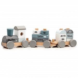 Купить Деревянный поезд Kidslino Blue Персонализированный - Фото 1 Деревянный поезд Kidslino Blue Персонализированный - Фото 1