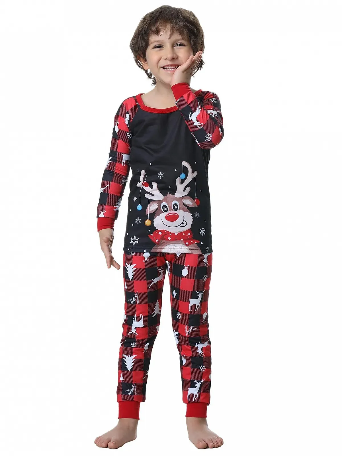 Комплект піжам MyFav Різдвяна Сімейна піжама Лонгслів Топи + Штани, фото №7