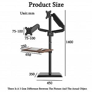 Напольная стойка для ноутбука Стальная стойка с полкой Регулируемый стоячий стол с двумя экранами для офиса дома или улицы synthetic.ua - Фото 1