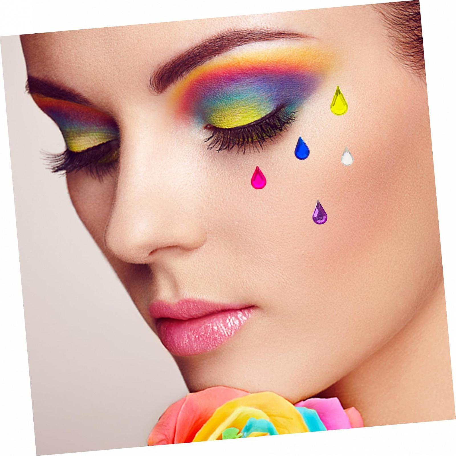 Наклейки для обличчя WOONEKY, 5 аркушів, різнокольорові стрази для макіяжу очей, для костюмованих вечірок, фестивалів, дитячих вистав, самоклеючі стрази для творчості, фото №5