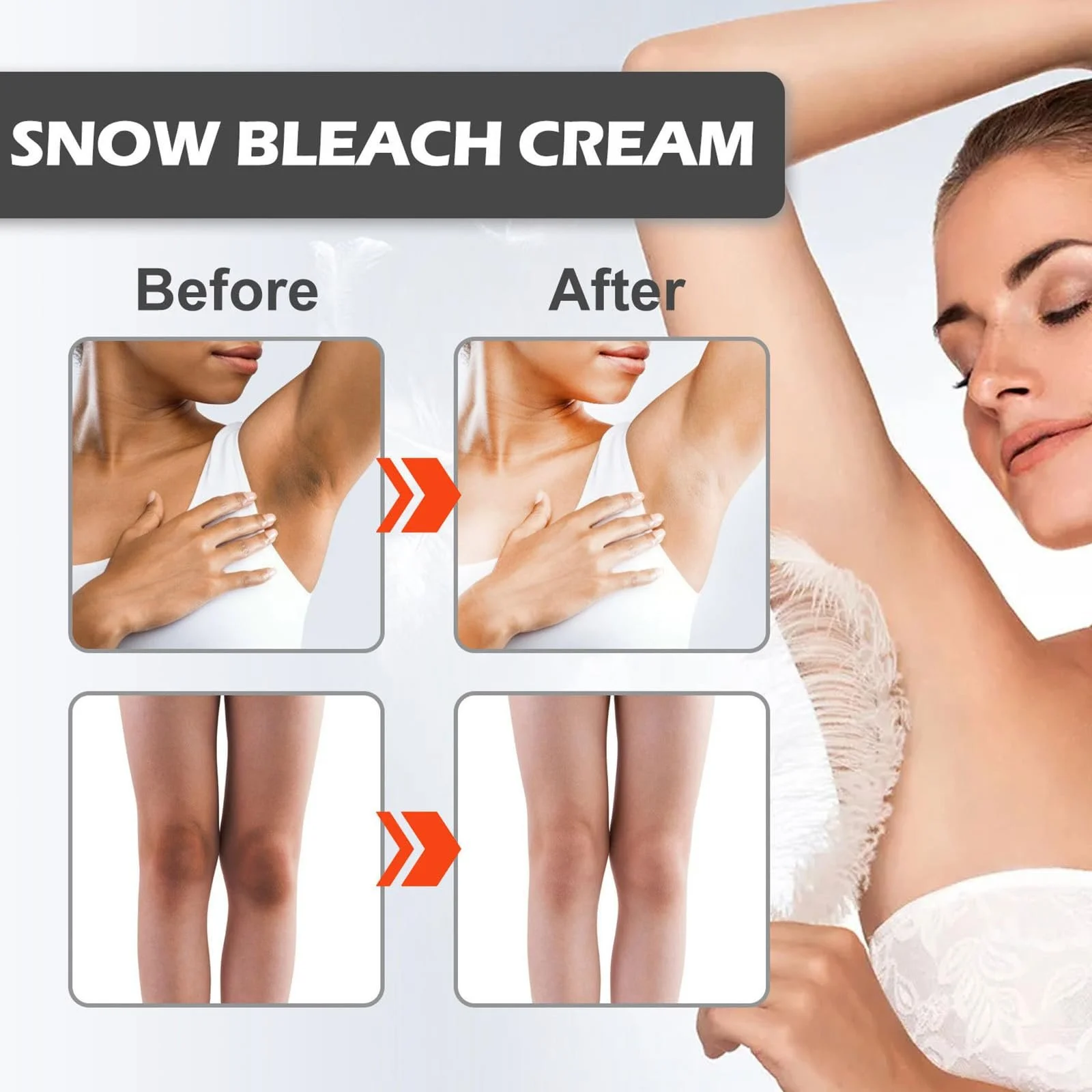Крем для интимных зон 29 Snow Bleach, крем для отбеливания кожи для подмышек, крем для отбеливания подмышек, для подмышек, коленей, локтей, внутренней части бедер, коленей и тела, фото №6