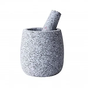 Ступка з товкачиком для змішування та подрібнення спецій, велика, неполірована - Фото 1