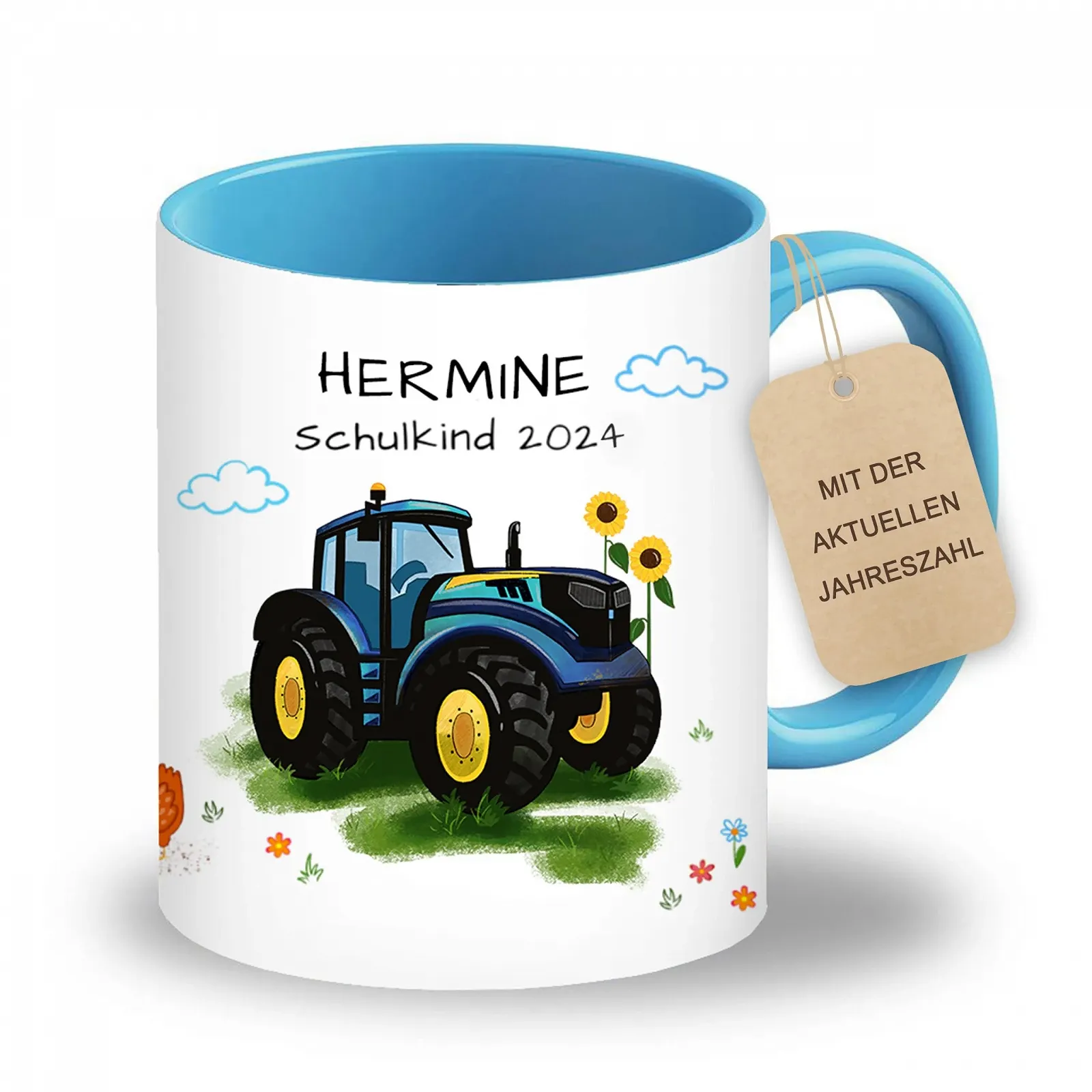 Дитяча кружка з трактором та іменем, фото №1