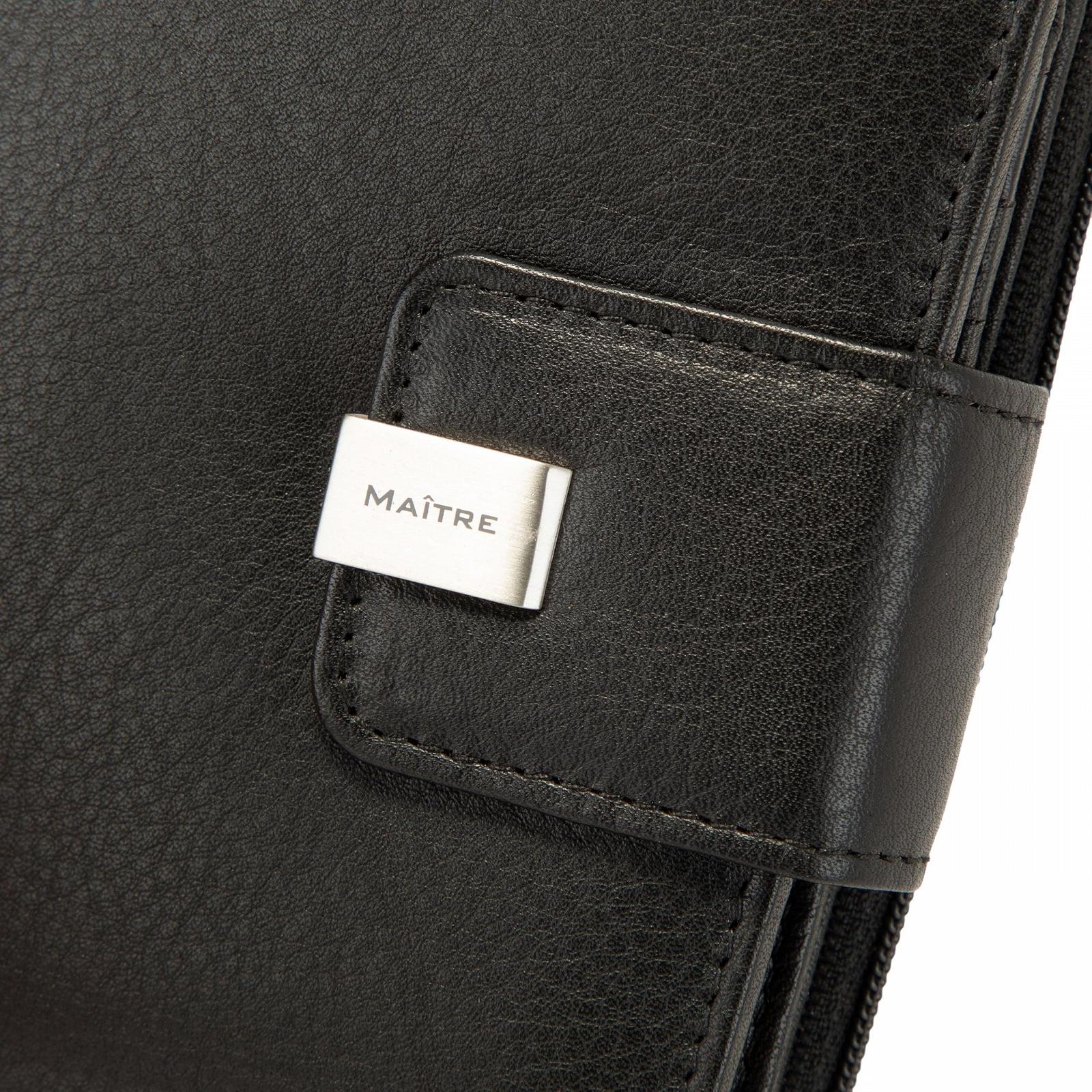 Кошелек кожаный Maitre для женщин с RFID защитой, отделением для монет и отделением для купюр, черный, повседневный, фото №6