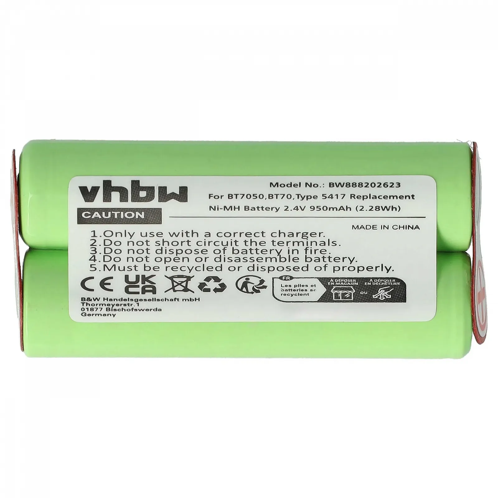 Акумулятор vhbw для Braun BT5090 BT70 BT7050 Cruzer 6 Series 7 (950 мАг 2.4 В NiMH), фото №3