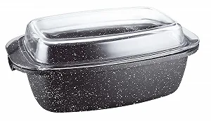 Гусятница Kamberg 0008048 40 x 22 x 16 см Литой алюминий Черный мрамор - Фото 1