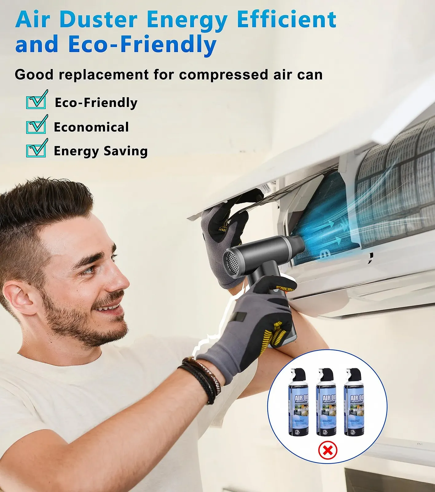 Электрическая воздуходувка Aluminium Alloy 130000 RPM переносная с насадками, фото №5