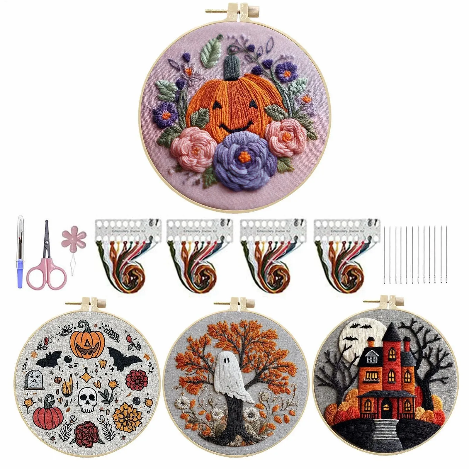 Набір для вишивання Mihauuke Style Halloween Pumpkin Pattern для початківців з інструкцією, фото №1