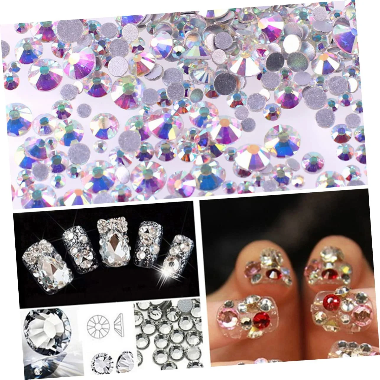 Стразы для ногтей COHEALI 2880 штук, украшения для ногтей, драгоценные камни, стразы для ногтей, аксессуары для украшения ногтей 3D, фото №4
