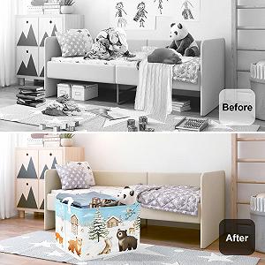 Корзина для игрушек HUUMONSS Winter Forest Animals для мальчиков и девочек 36 л synthetic.ua - Фото 1