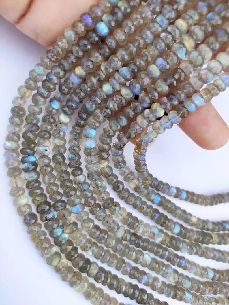 Натуральный лабрадорит, круглые граненые бусины 6-6.5 мм, нить длиной 33 см драгоценные камни для ожерелья, браслета, фото №3