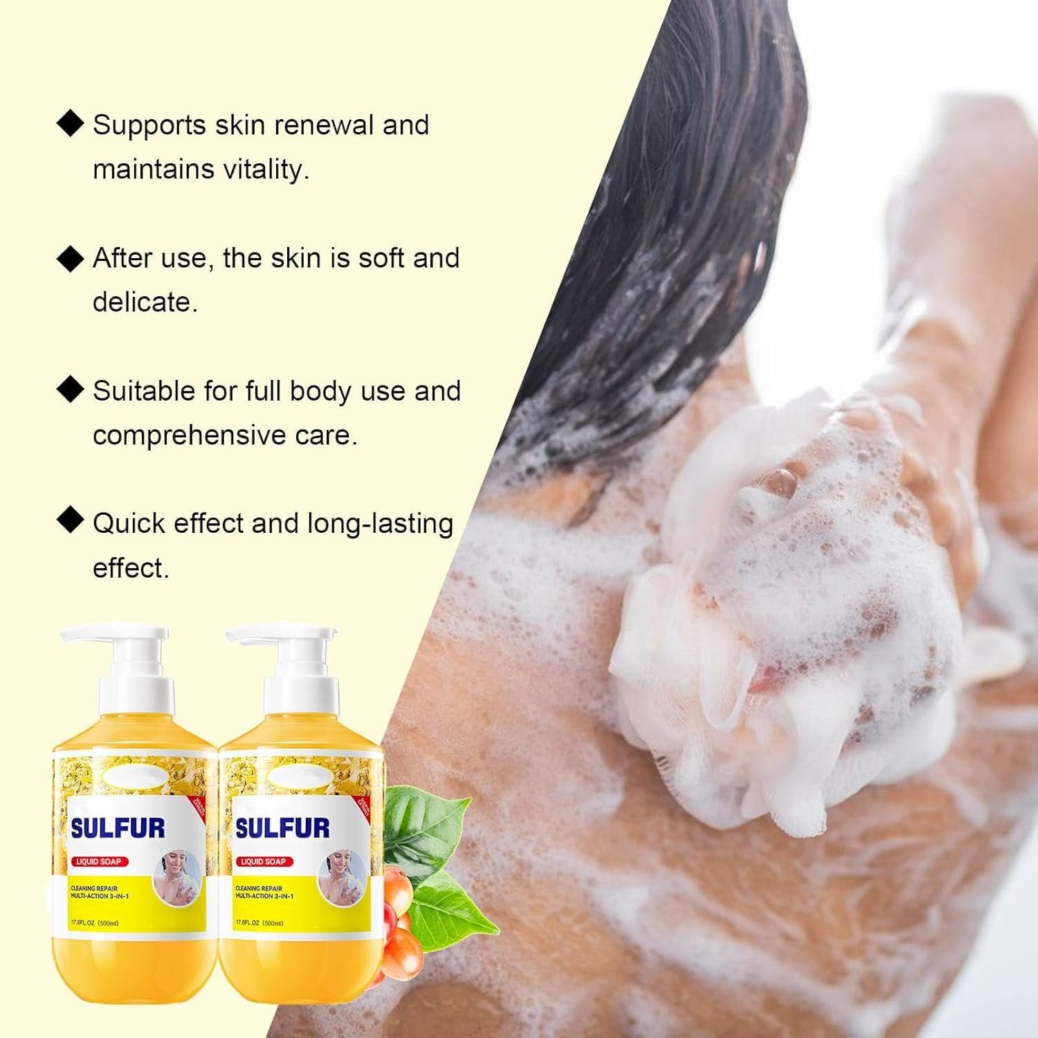 Гель для душу Sulfur Body Wash 3-в-1 з сіркою Глибоке очищення 500 мл, фото №2