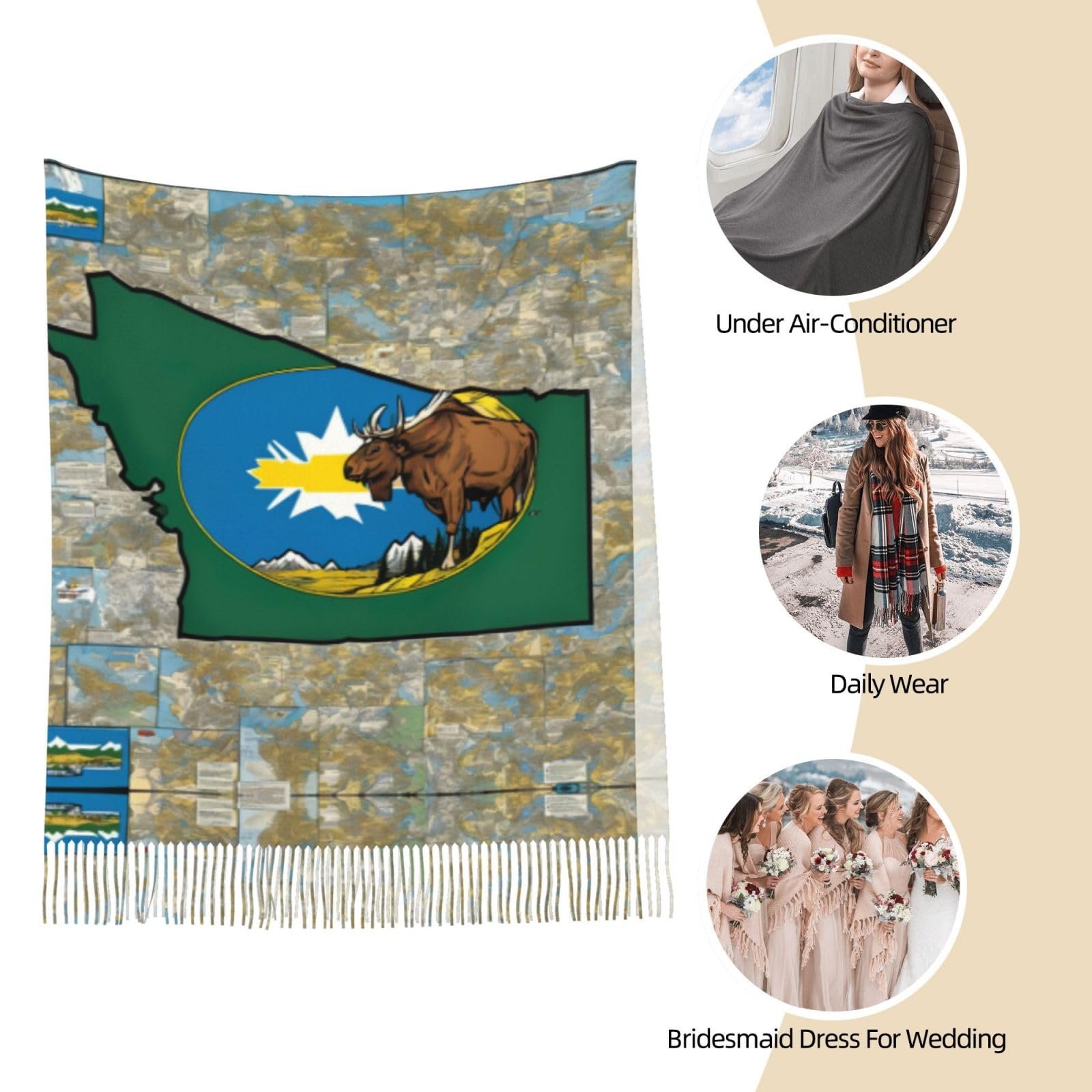 Пашміна LNNIUK Жіночий шарф, абстрактний Montana-Flagge, Map03 принт, фото №7