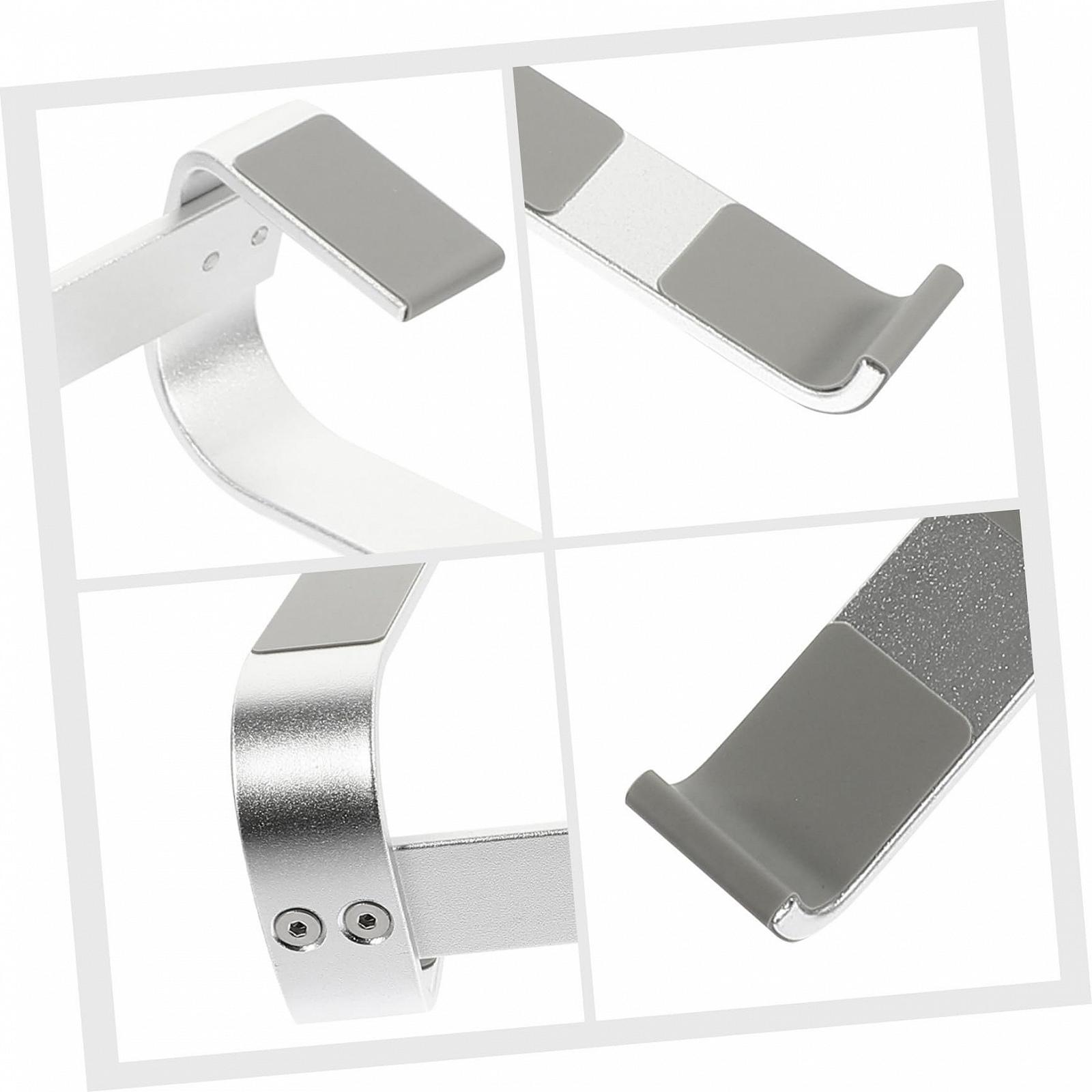 Подставка для ноутбука алюминиевая Настольный держатель Регулируемая по высоте Эргономичная Двойная арочная конструкция Стабильная Подставка для ноутбука Настольная Подставка для ПК Планшет База Портативная Серебряная, фото №9