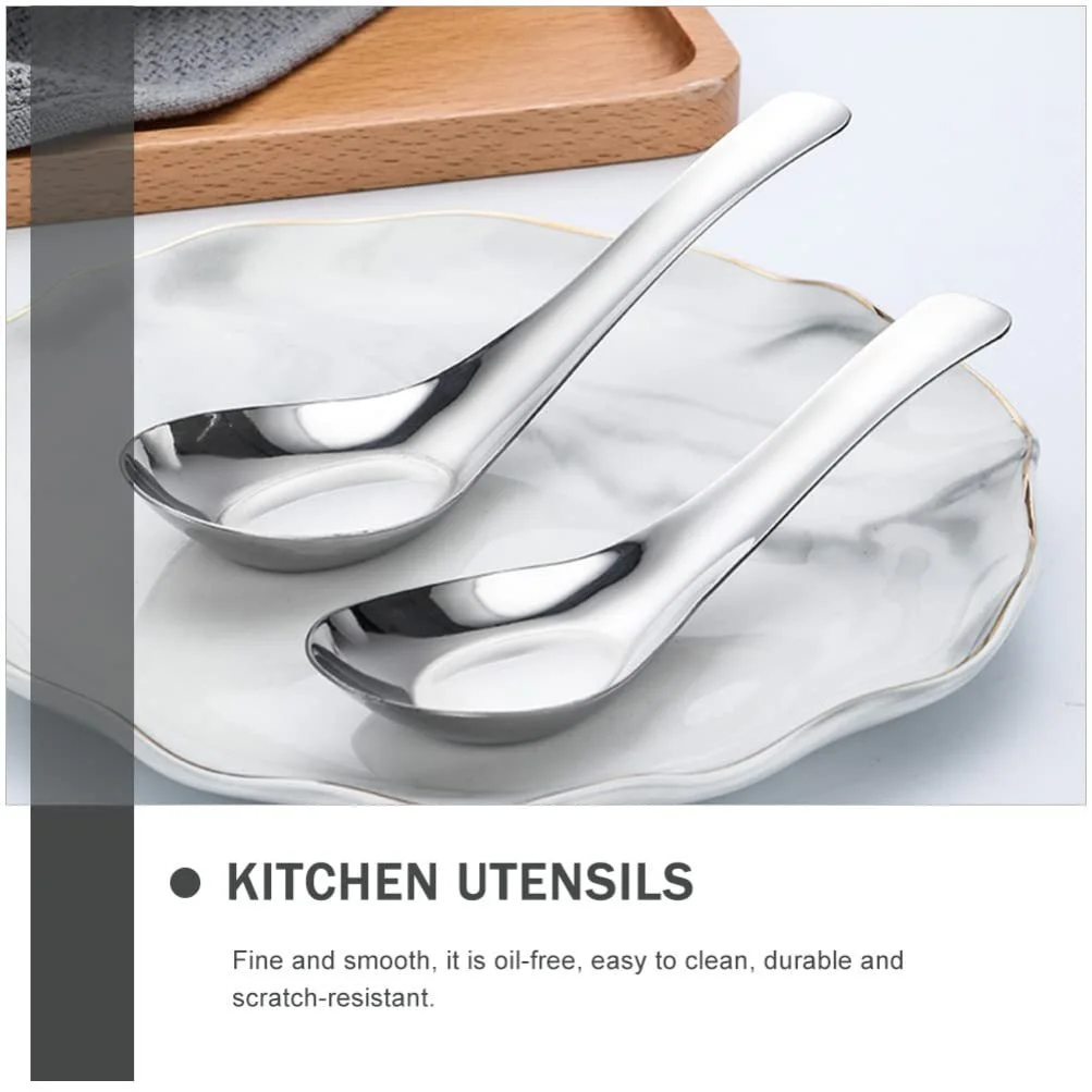 Ложка для азіатського супу Набір з 2 шт., 14 см, з нержавіючої сталі, фото №5 Ложка для азіатського супу Набір з 2 шт., 14 см, з нержавіючої сталі, фото №5