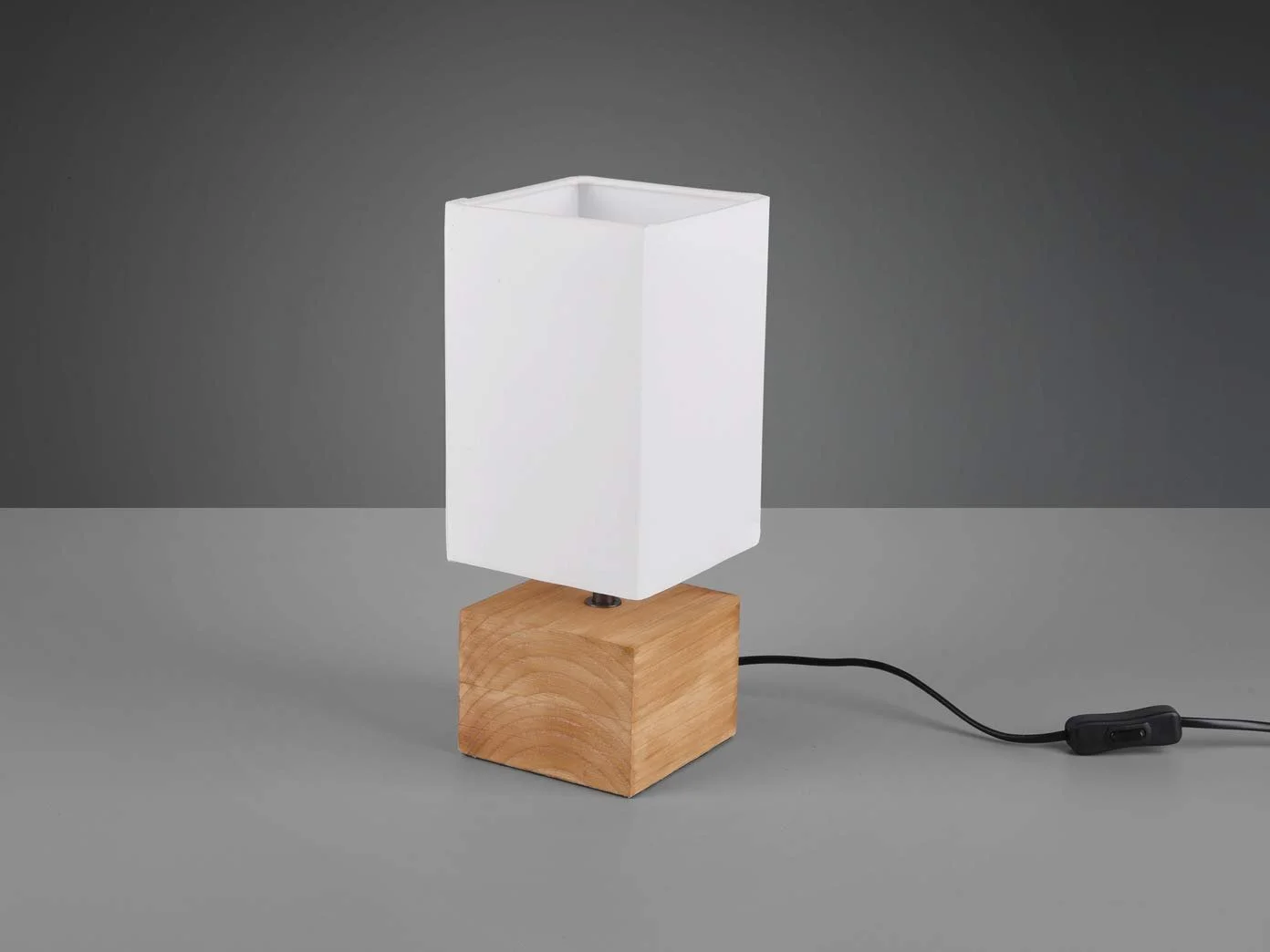 Настільна лампа meineWunschleuchte 30 см основа з натурального дерева білий тканинний абажур E14, фото №6