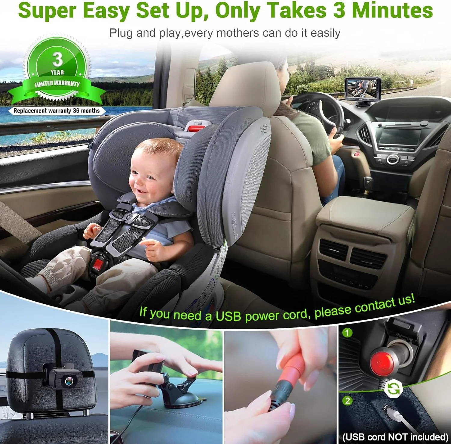 Детская автомобильная камера Rohent 4.3" Черная, фото №3 Детская автомобильная камера Rohent 4.3" Черная, фото №3