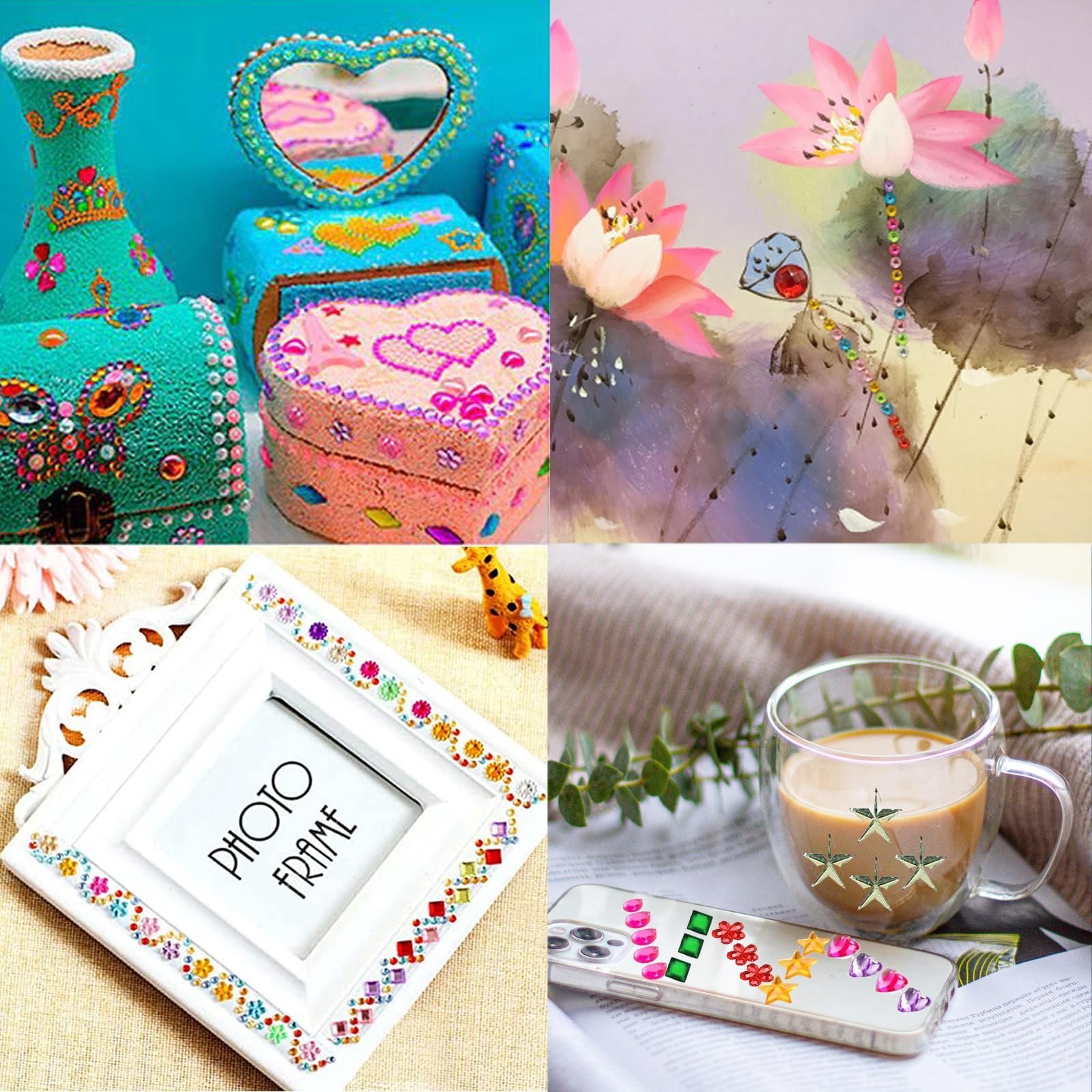 Стразы для ногтей 6200 шт., 4 коробки блестящих камней с пинцетом и ручкой для сбора страз, плоские стразы для одежды, поделок своими руками, фото №7