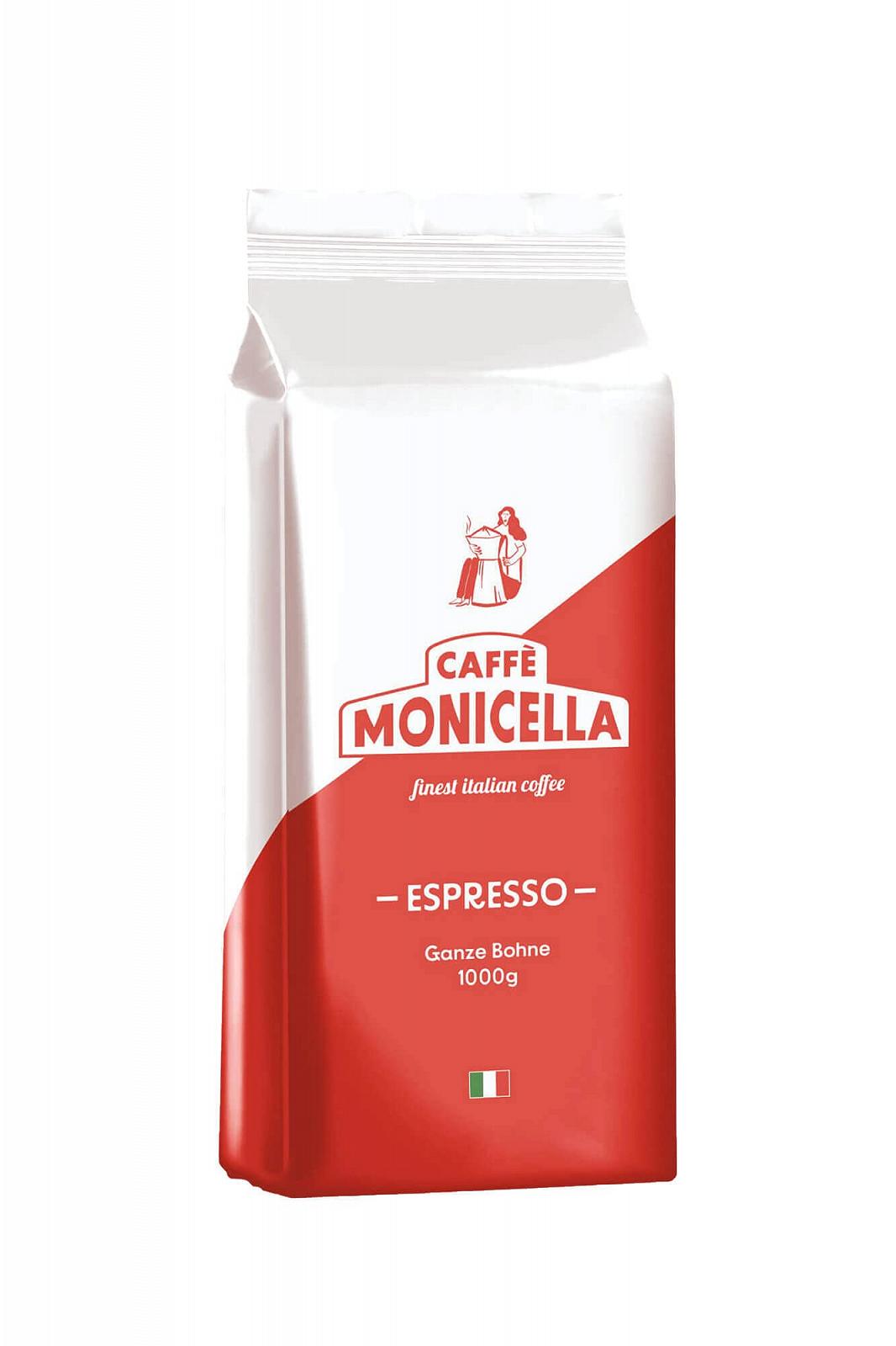 Кава в зернах CAFFÈ MONICELLA Espresso 1 кг - Насичений, Шоколадний - Арабіка та Робуста - Ідеально підходить для портафільтрів, кавоварок еспресо та повністю автоматичних кавомашин - Низька кислотність - Темне італійське обсмажування, фото №1
