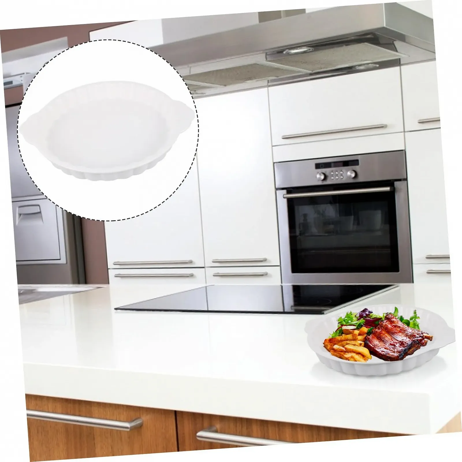 Форма для запікання керамічна кругла з ручками термостійка біла, фото №3 Форма для запікання керамічна кругла з ручками термостійка біла, фото №3