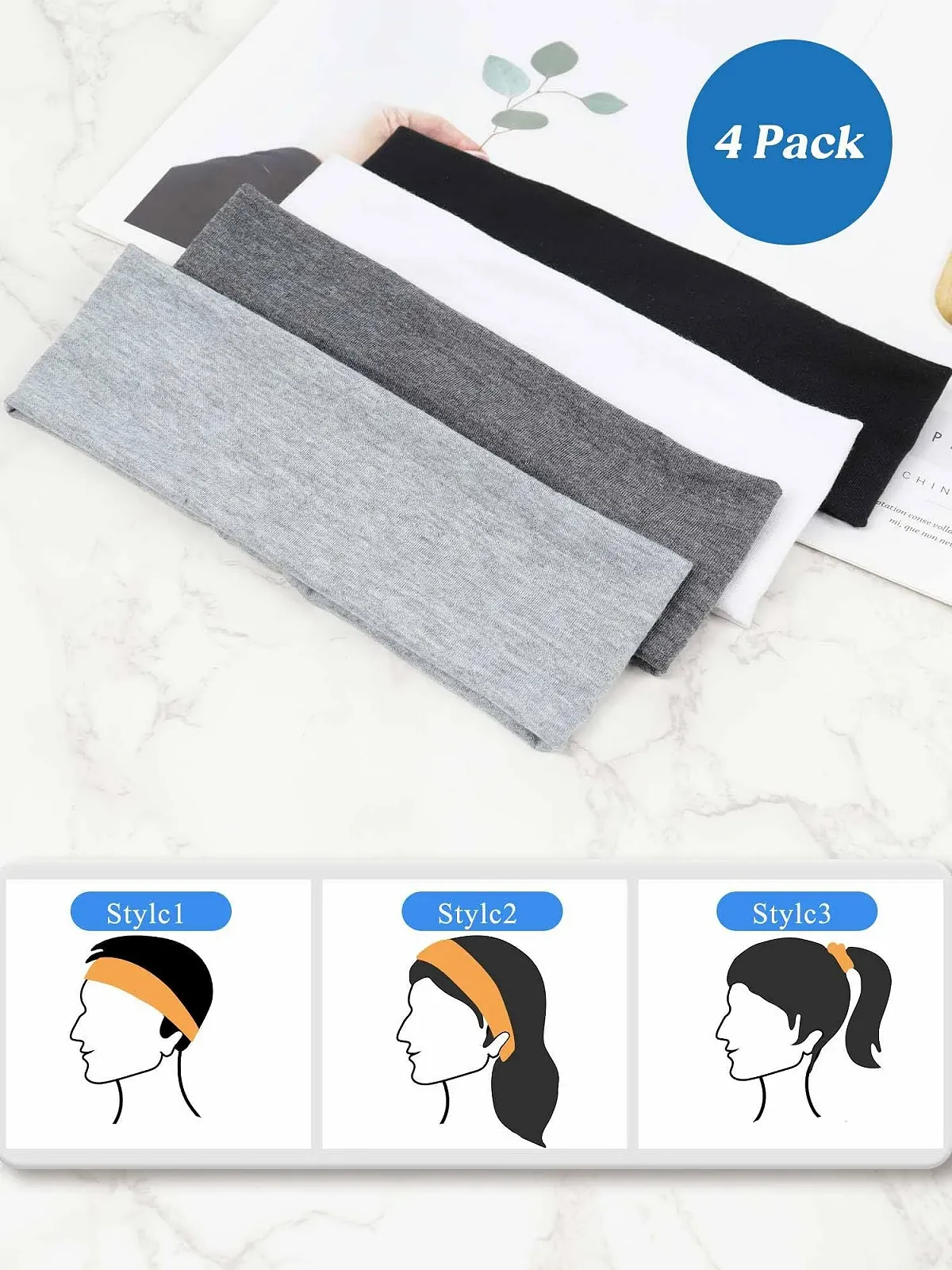 Пов'язка на голову 7 см, еластична, для занять спортом, йогою та фізичними вправами, фото №5