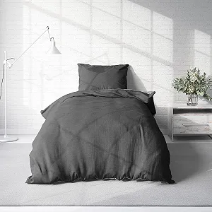 Постільна білизна one-home Jersey 135 x 200 см бавовна з блискавкою Сірий меланж synthetic.ua - Фото 1