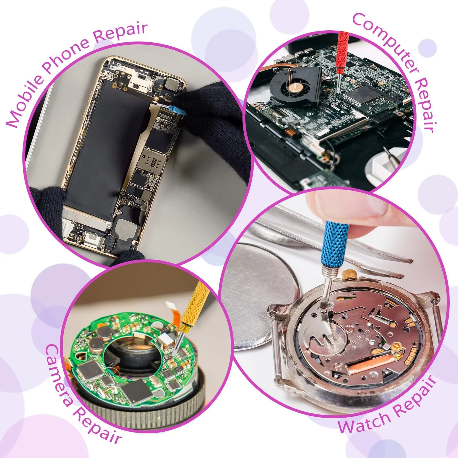 Комплект Міні викрутки для окулярів Кольоровий ремонтний набір, фото №4