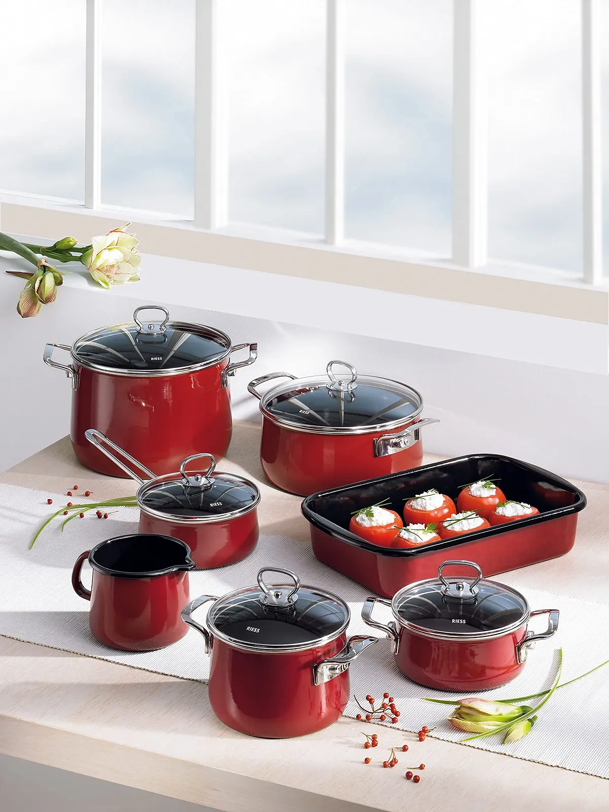 Кастрюля Riess Nouvelle - Top 3000 Rosso 0711-008 со стеклянной крышкой диаметр 24 см темно-красная, фото №4