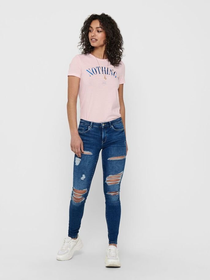 Футболка ONLKITA LIFE REG STATEMENT TOP JRS 15225849 Ballerina ONLY Кремовий S, фото №4
