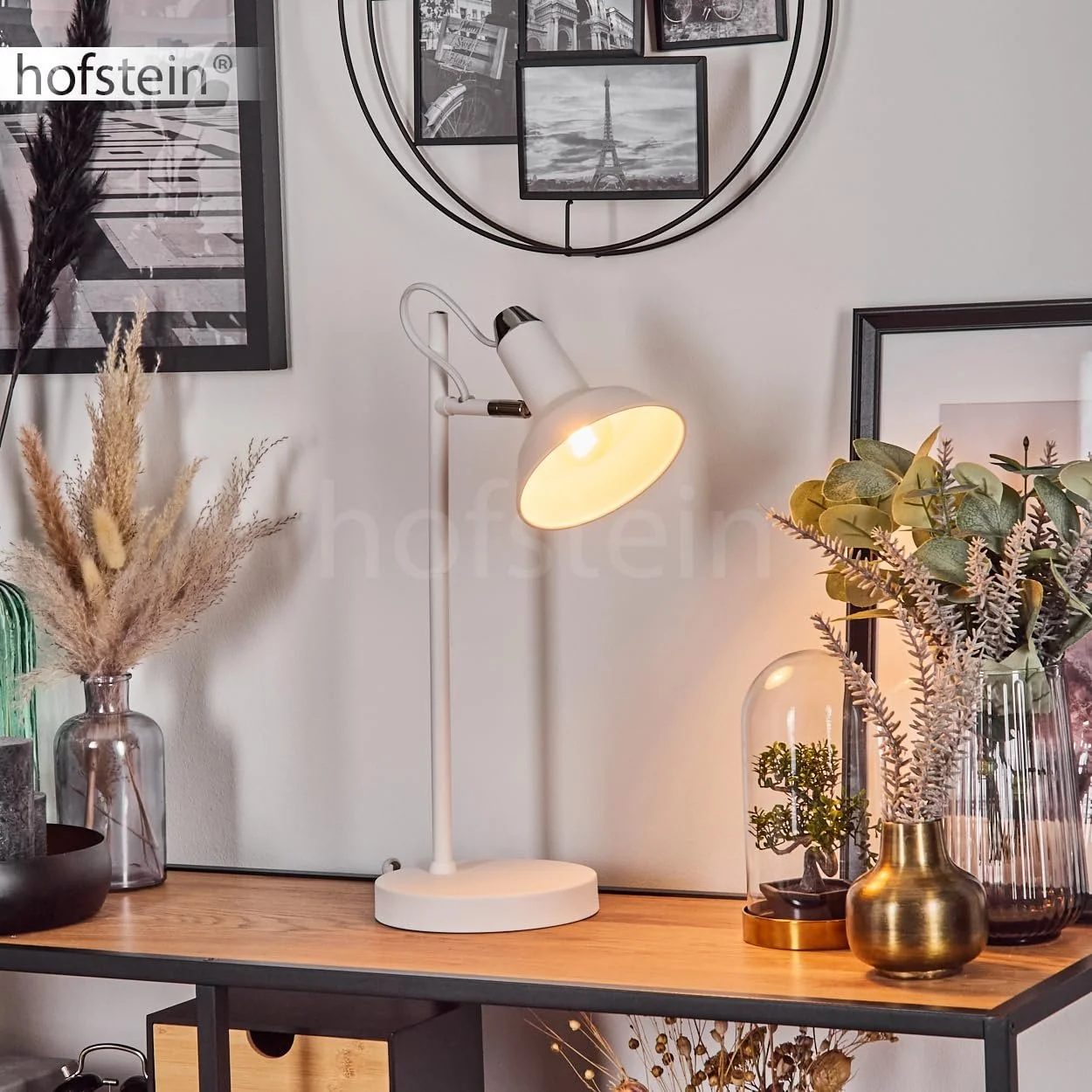 Настільна лампа HOFSTEIN Vouzy Метал Регульована лампа для читання Ретро/Вінтаж Висота 43 см 1 x E14 Біла, фото №8
